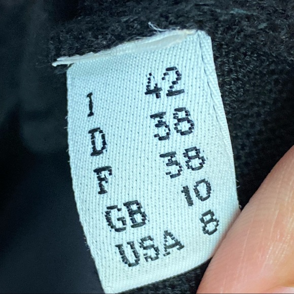 MOSCHINO Faux Wrap Ruffle Wool Black Midi knit Dress Size US 8 GB10 F38 - Picture 9 of 14